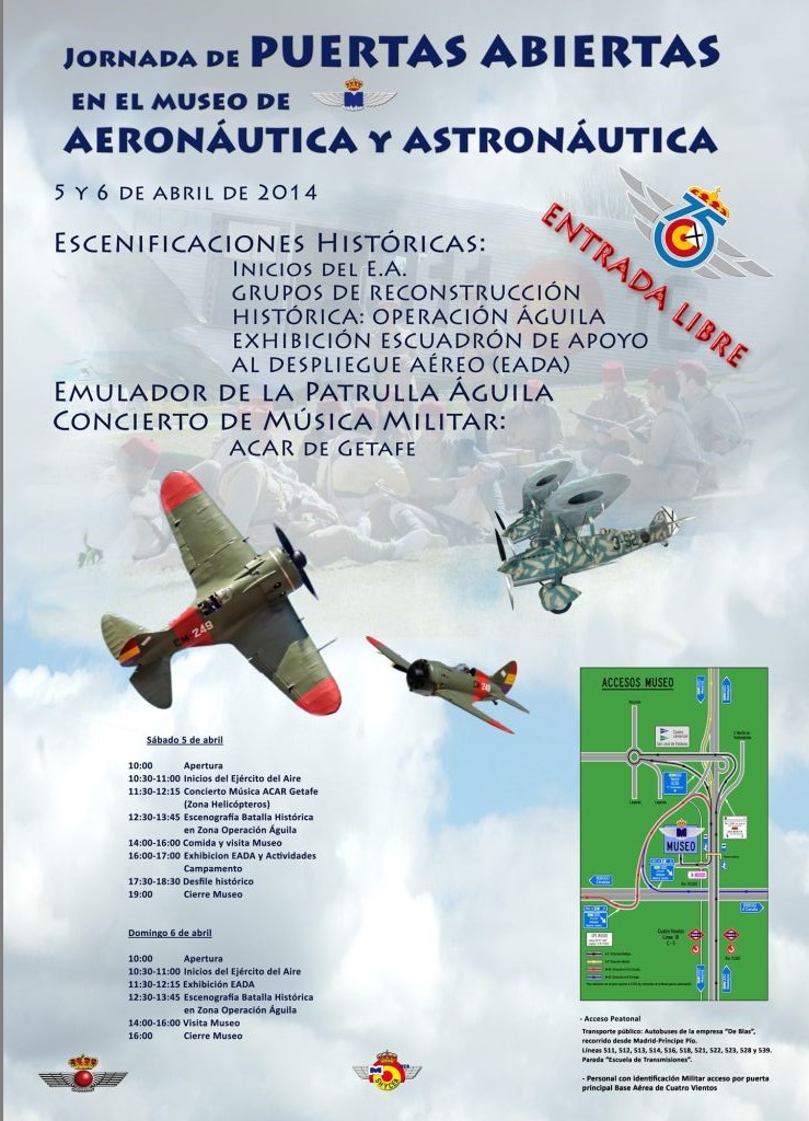 0. Horario oficial del 75º Aniversario del Ejército del Aire en el Aeródromo de Cuatro Vientos de Madrid.