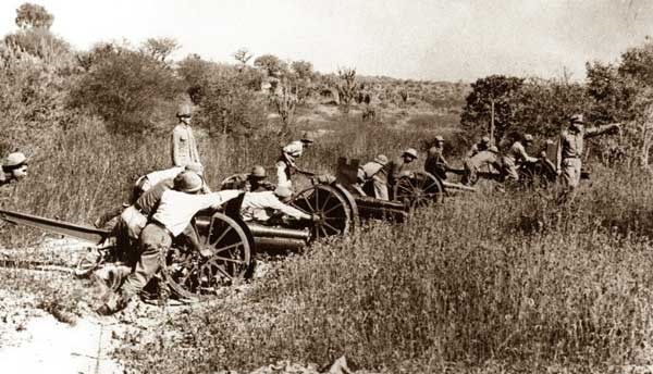 Artillería paraguaya en el Chaco.